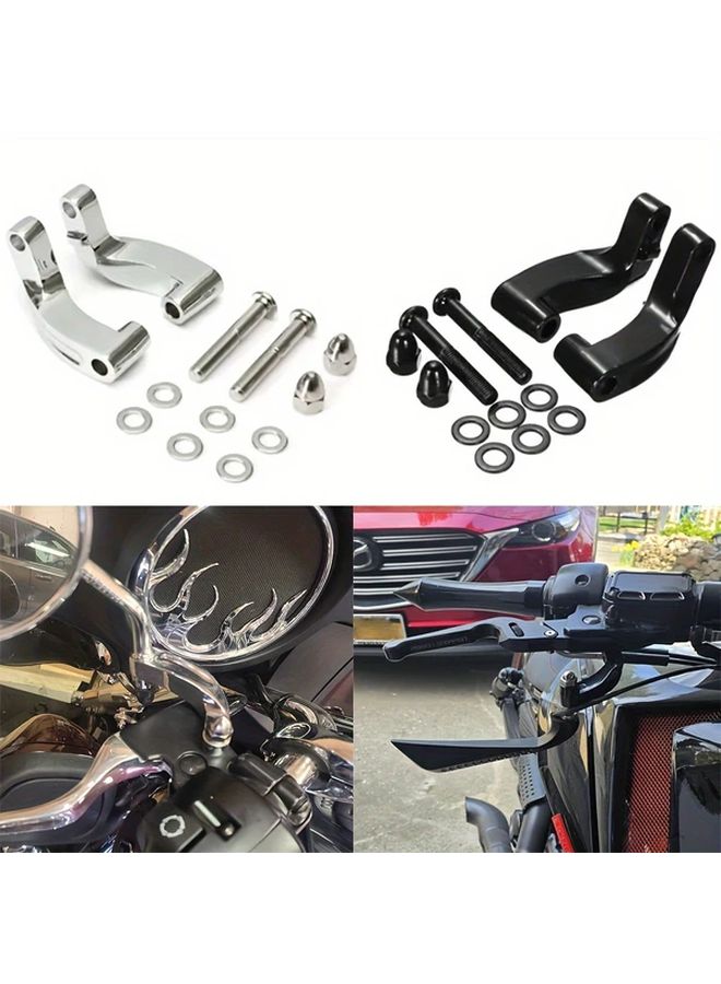 Chrome Motorcycle Mirror Mount Adapter Kit For Harley Davidson 2006 2017 Heritage Super Glide - Image 1